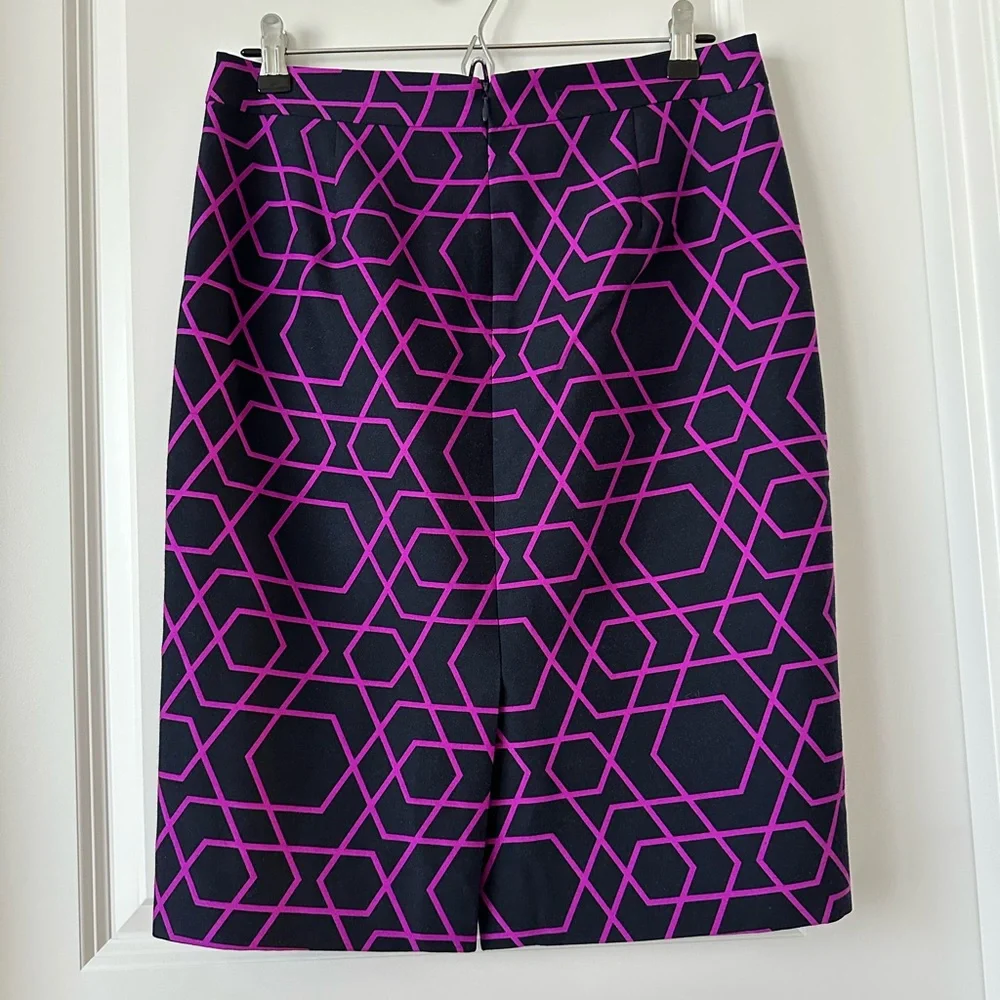 Elegant J. Crew Wool+Silk Geometric Print Pencil Skirt - 4 (S,M)